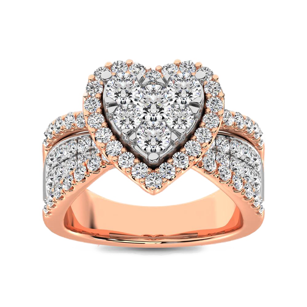 diamond engagement ring heart cut 1.00 carats 14kt gold