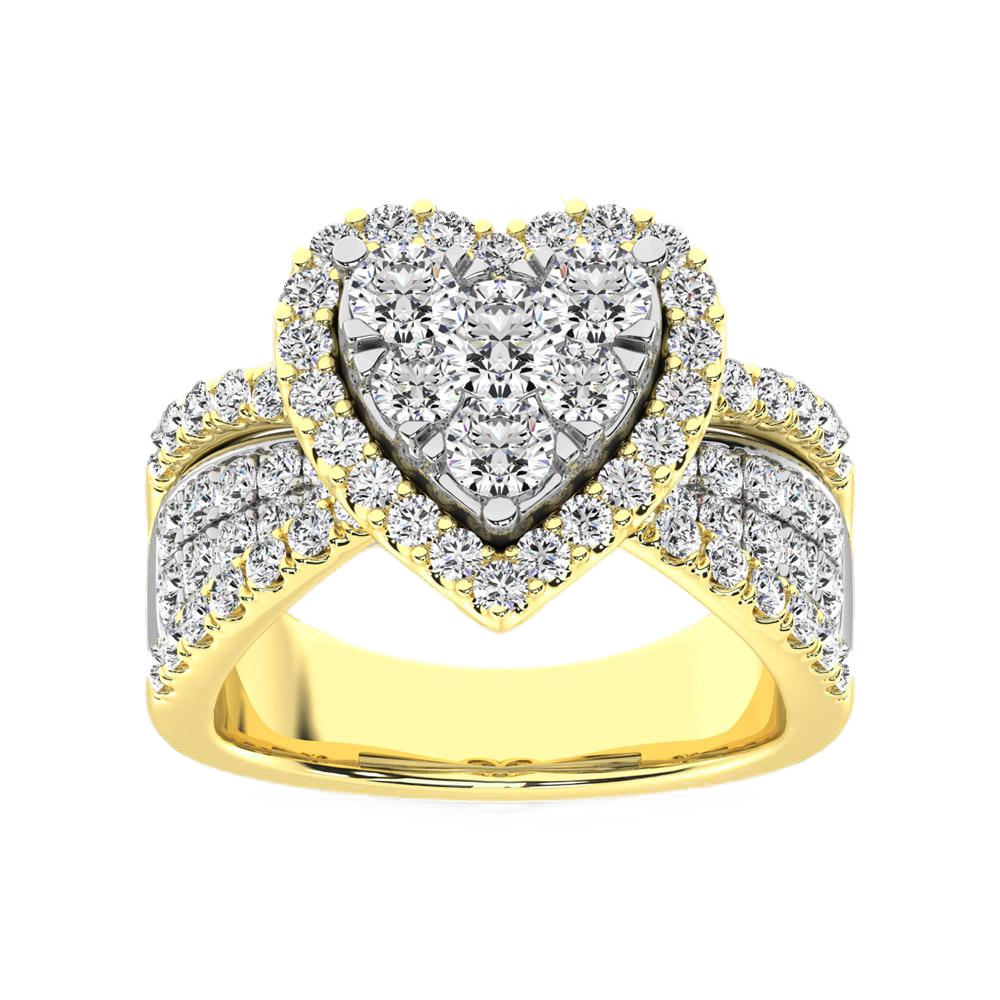 diamond engagement ring heart cut 1.00 carats 14kt gold